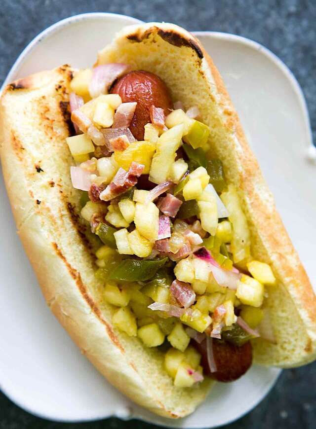 Hot Dogs With Pineapple Bacon Relish