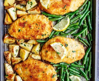 Crispy Parmesan Baked Chicken Milanese & Veggies