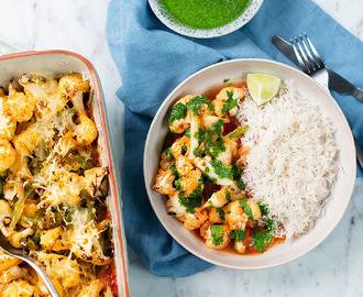 Gratinerad blomkål med salsa verde och ris