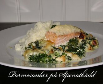 Parmesanlax på spenatbädd