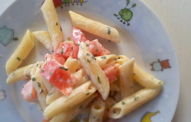 Plockmat - pasta med färskost och persilja
