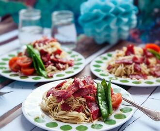 Pasta pesto med kycklingbacon