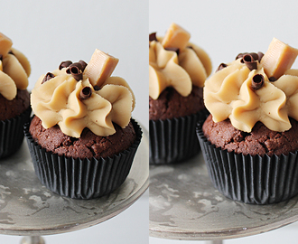 Salty caramel and chocolate cupcakes