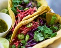 Roasted portobello tacos + herby green sauce