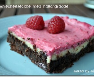 Browniecheesecake med hallongrädde