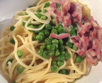 Pasta Carbonara med rökt skinka