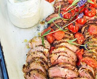 Lammentrecôte med örter och rostad tomatdressing - recept