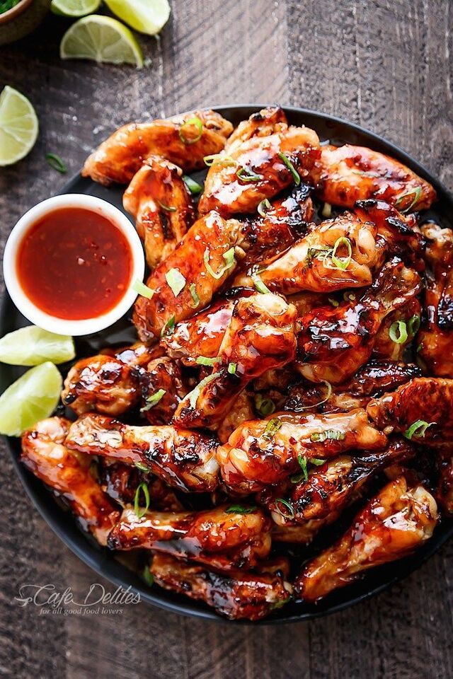 Sticky Thai Chicken Wings - Cafe Delites | Thai chicken wings recipe, Chicken recipes, Chicken wing recipes