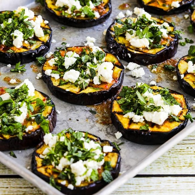 Grilled Eggplant with Feta and Herbs