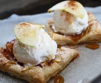 Enkel äppeltarte med kanel, glass 