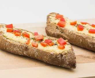Bread Boats with Roasted Bell Pepper-Ricotta Sauce