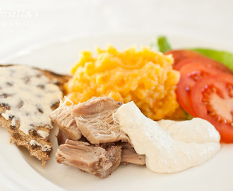 Fläsklägg med Rotmos och Pepparrotskräm – Knuckle of Pork with Turnip Mash