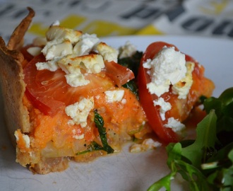 Veckans vegetariska: Sötpotatispaj med ruccola och fetaost