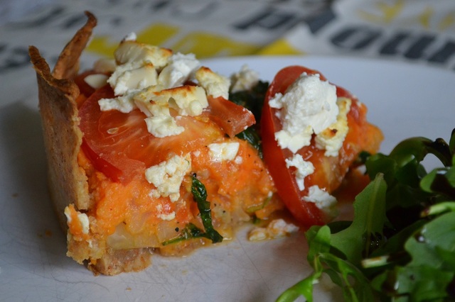 Veckans vegetariska: Sötpotatispaj med ruccola och fetaost