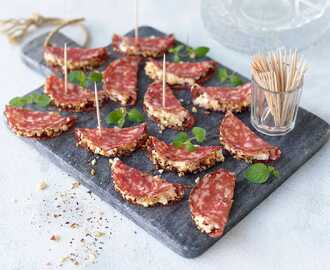 Antipasti med tryffelsalami och parmesankräm