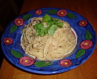 Spaghetti med champinjoner och parmesan