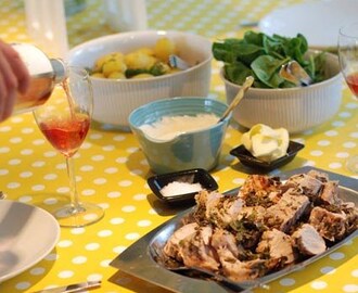 Örtgrillad fläskfilé med spenatsallad