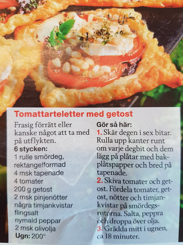 Tomattarteletter med Getost