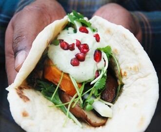 Veckans rester - Tortilla med portobello, sötpotatis, kålrabbi & örtdressing