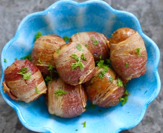 Baconbakad potatis i ugn