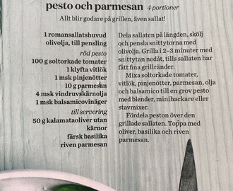 Grillad romansallad med röd pesto och parmesan