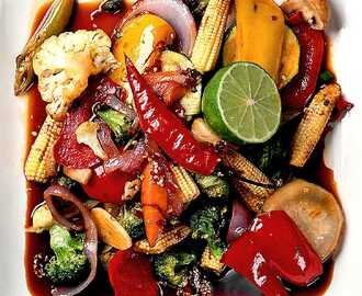 Wokade grönsaker med woksås