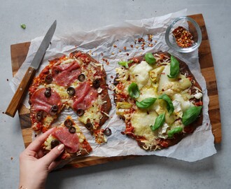 Pizzan med botten gjord av halloumi