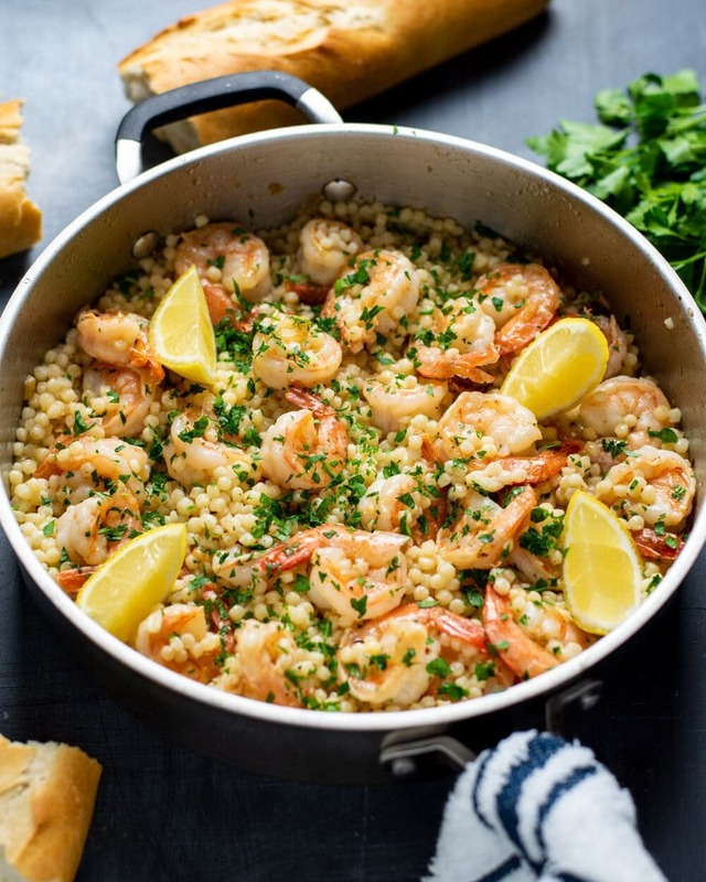 Shrimp Scampi Recipe Over Israeli Couscous