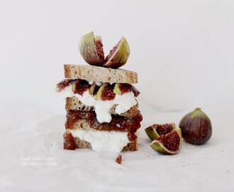 4-Level Sourdough Sandwich with Feta Cheese Spread, Homemade Fig Jam and Fresh Figs