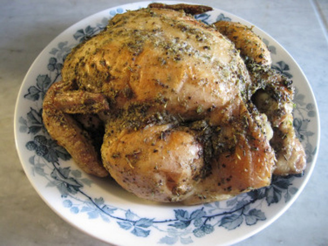 Långsamstekt Kyckling i ugn med Örter och Vitlök