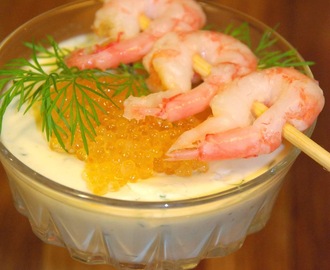 Dillpannacotta med räkspett