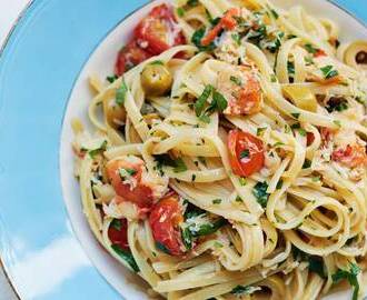 Linguine med krabba och prosecco