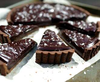 Triple chocolate & caramel tart