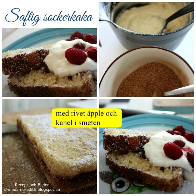 Saftig sockerkaka med rivet äpple och kanel