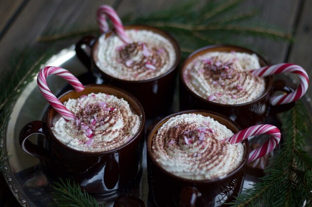Minty Candy Cane Hot Chocolates.