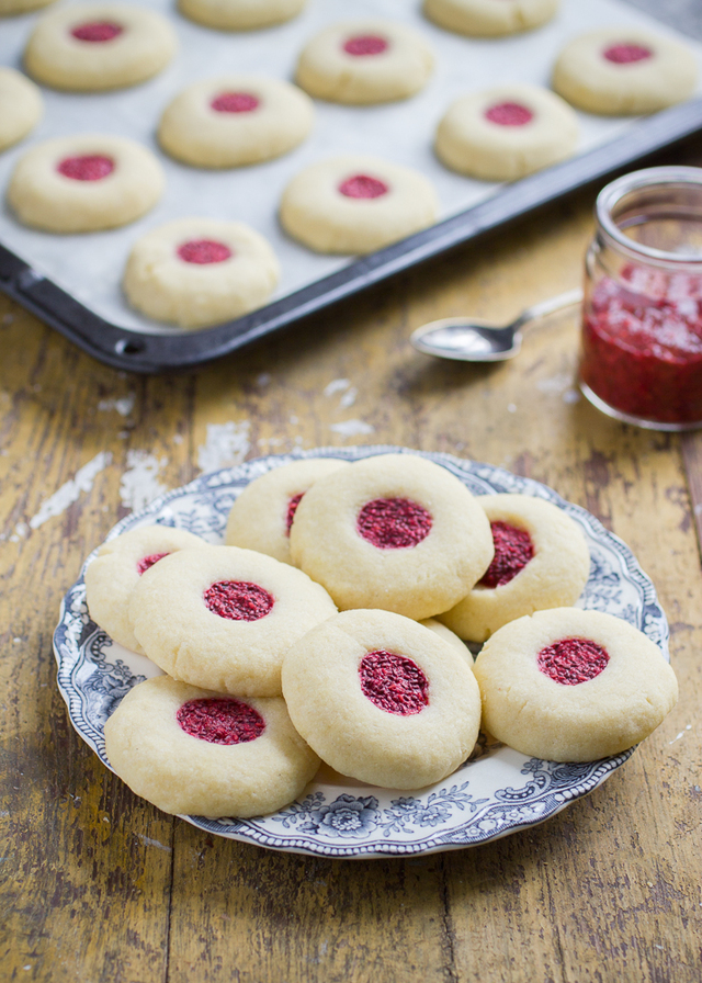 Raspberry Chia Thumbprint Cookies