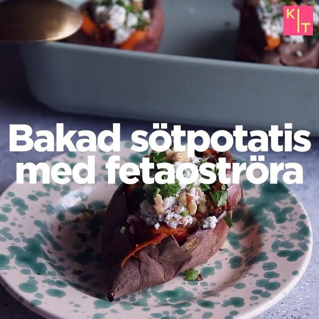 KIT Mat on Instagram: “Har du provat att baka sötpotatis? Det är sjukt gott och näringsrikt. Med den här fetaoströran är det en superbra vardagsrätt eller…”