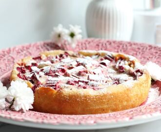 Rabarberkladdkaka med vit choklad och kardemumma