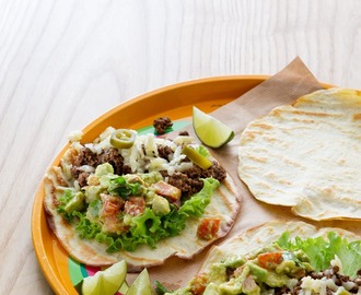 Keto tortilla with ground beef and salsa