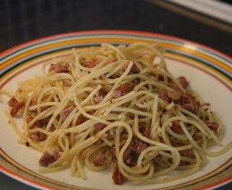 Pasta Carbonara, ägg- mjölk- och djurfri, vegan