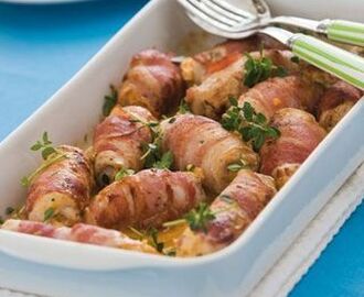 Baconlindade kycklingrulader