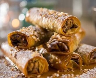 Chocolate Hazelnut Filo Cigars with White Chocolate Dip