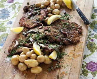 Panerad fläskschnitzel med brynt smör