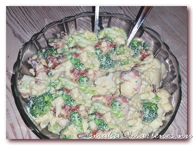 Ljummen broccoli-blomkåls-sallad