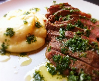 Grillat bogblad med polenta och verbenagremolata