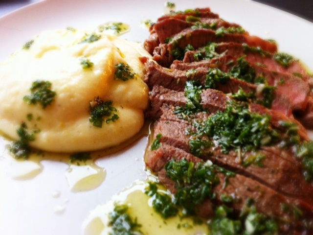 Grillat bogblad med polenta och verbenagremolata