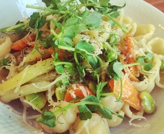 Pasta med säsongens gröna, & parmesan.