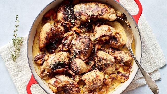 Kyckling i ugn med svamp och chorizo