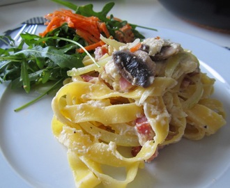 Pasta Carbonara med crème fraîche