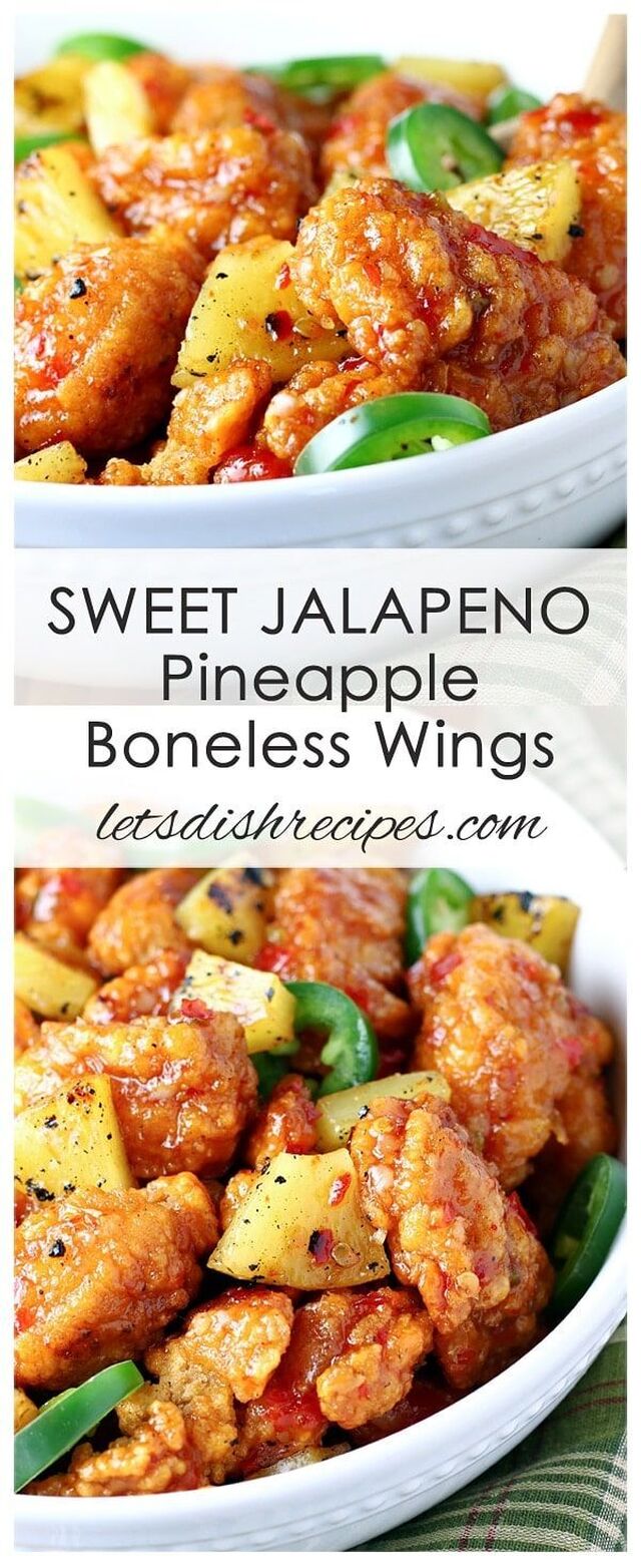 Sweet Jalapeno Pineapple Boneless Wings | Recipe | Boneless wing recipes, Wing sauce recipes, Chicken wing recipes
